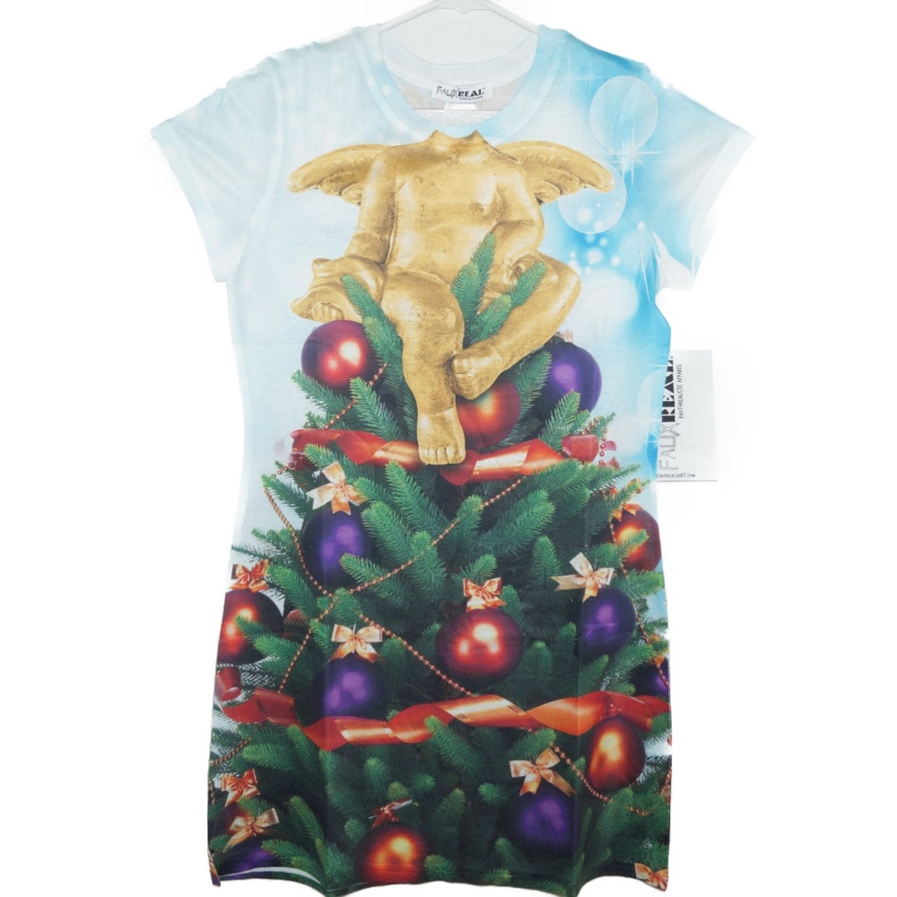 Faux Real Womens Tree Ugly Christmas Dress Green S